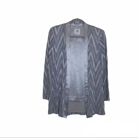 R&M Richards by Karen Kwong Womens 2 Piece Look Top‎ Silver No Size Tag READ - Picture 1 of 6